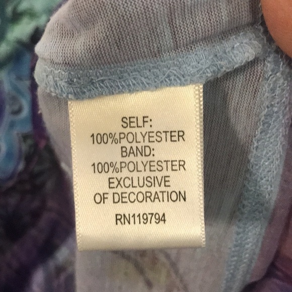 One World Women’s Tunic Top Purple/Green Embroidered V Neck with Sequins Size S - Picture 11 of 11